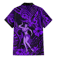 Hawaii Hula Girl Family Matching Mermaid Dress and Hawaiian Shirt Hibiscus Hawaii Tribal Tattoo Purple Version - Wonder Print Shop