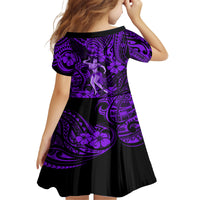 Hawaii Hula Girl Family Matching Summer Maxi Dress and Hawaiian Shirt Hibiscus Hawaii Tribal Tattoo Purple Version - Wonder Print Shop