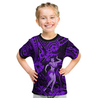 Hawaii Hula Girl Kid T Shirt Hibiscus Hawaii Tribal Tattoo Purple Version - Wonder Print Shop