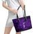 Hawaii Hula Girl Leather Tote Bag Hibiscus Hawaii Tribal Tattoo Purple Version - Wonder Print Shop