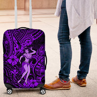 Hawaii Hula Girl Luggage Cover Hibiscus Hawaii Tribal Tattoo Purple Version - Wonder Print Shop