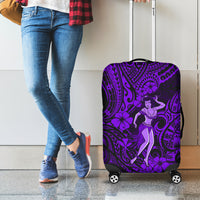Hawaii Hula Girl Luggage Cover Hibiscus Hawaii Tribal Tattoo Purple Version - Wonder Print Shop