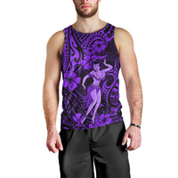 Hawaii Hula Girl Men Tank Top Hibiscus Hawaii Tribal Tattoo Purple Version - Wonder Print Shop