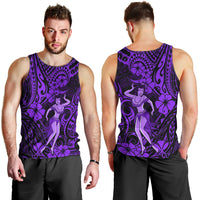 Hawaii Hula Girl Men Tank Top Hibiscus Hawaii Tribal Tattoo Purple Version - Wonder Print Shop