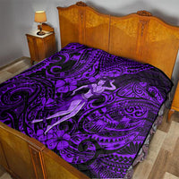 Hawaii Hula Girl Quilt Hibiscus Hawaii Tribal Tattoo Purple Version - Wonder Print Shop