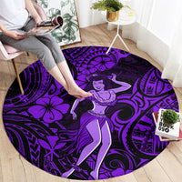 hawaii-hula-girl-round-carpet-hibiscus-hawaii-tribal-tattoo-purple-version