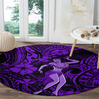 hawaii-hula-girl-round-carpet-hibiscus-hawaii-tribal-tattoo-purple-version