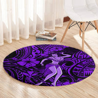 hawaii-hula-girl-round-carpet-hibiscus-hawaii-tribal-tattoo-purple-version