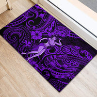 Hawaii Hula Girl Rubber Doormat Hibiscus Hawaii Tribal Tattoo Purple Version - Wonder Print Shop