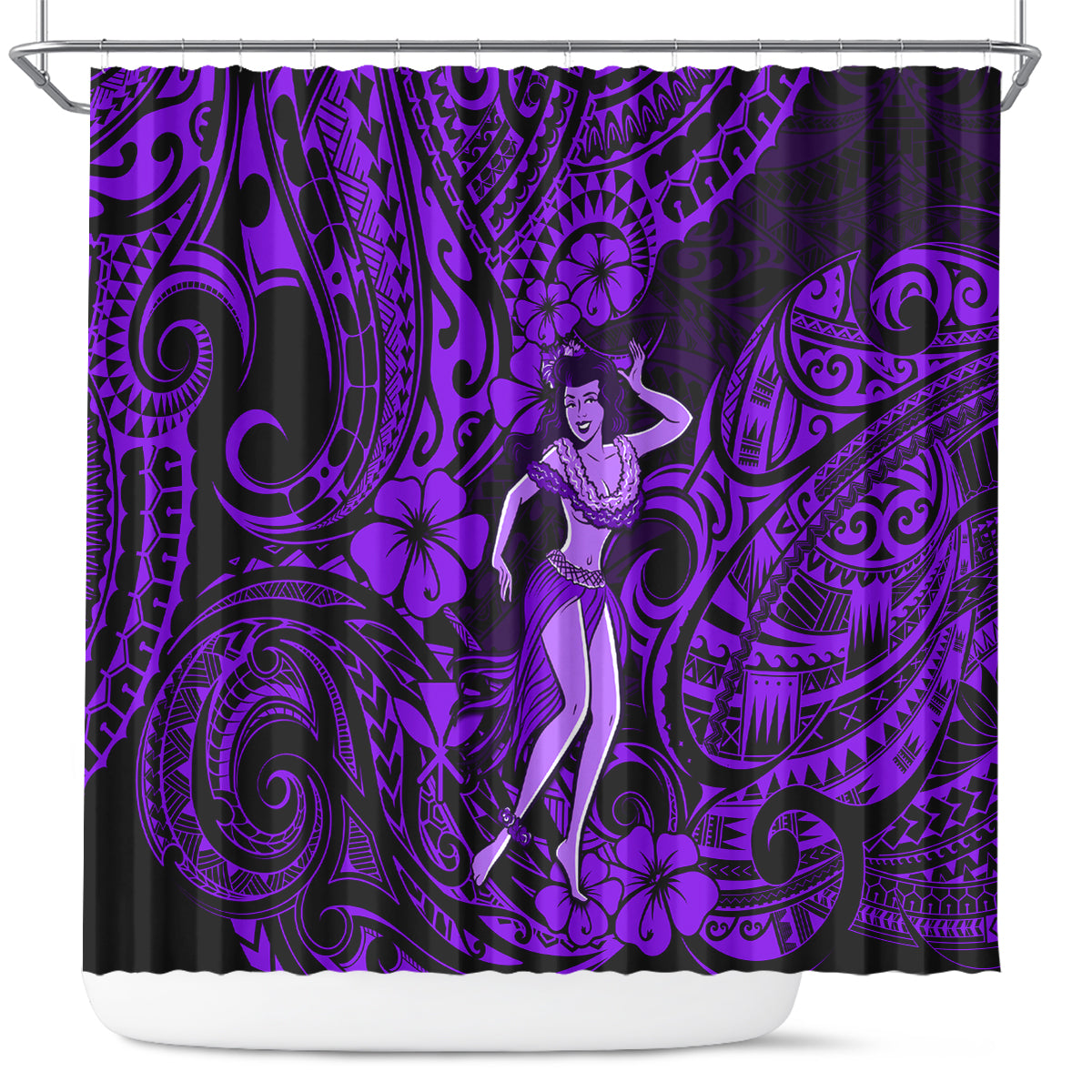 hawaii-hula-girl-shower-curtain-hibiscus-hawaii-tribal-tattoo-purple-version