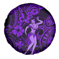 Hawaii Hula Girl Spare Tire Cover Hibiscus Hawaii Tribal Tattoo Purple Version - Wonder Print Shop