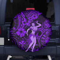 Hawaii Hula Girl Spare Tire Cover Hibiscus Hawaii Tribal Tattoo Purple Version - Wonder Print Shop