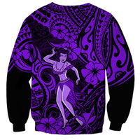 Hawaii Hula Girl Sweatshirt Hibiscus Hawaii Tribal Tattoo Purple Version - Wonder Print Shop
