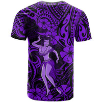 Hawaii Hula Girl T Shirt Hibiscus Hawaii Tribal Tattoo Purple Version - Wonder Print Shop