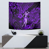 Hawaii Hula Girl Tapestry Hibiscus Hawaii Tribal Tattoo Purple Version - Wonder Print Shop