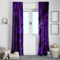 Hawaii Hula Girl Window Curtain Hibiscus Hawaii Tribal Tattoo Purple Version - Wonder Print Shop