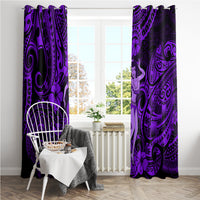 Hawaii Hula Girl Window Curtain Hibiscus Hawaii Tribal Tattoo Purple Version - Wonder Print Shop
