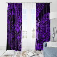 Hawaii Hula Girl Window Curtain Hibiscus Hawaii Tribal Tattoo Purple Version - Wonder Print Shop
