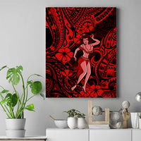 Hawaii Hula Girl Canvas Wall Art Hibiscus Hawaii Tribal Tattoo Red Version - Wonder Print Shop