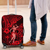 Hawaii Hula Girl Luggage Cover Hibiscus Hawaii Tribal Tattoo Red Version - Wonder Print Shop