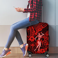Hawaii Hula Girl Luggage Cover Hibiscus Hawaii Tribal Tattoo Red Version - Wonder Print Shop
