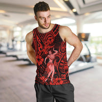 Hawaii Hula Girl Men Tank Top Hibiscus Hawaii Tribal Tattoo Red Version - Wonder Print Shop