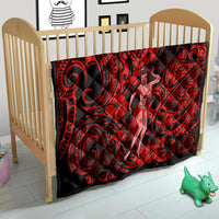 Hawaii Hula Girl Quilt Hibiscus Hawaii Tribal Tattoo Red Version - Wonder Print Shop
