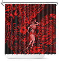 hawaii-hula-girl-shower-curtain-hibiscus-hawaii-tribal-tattoo-red-version