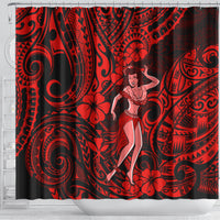 hawaii-hula-girl-shower-curtain-hibiscus-hawaii-tribal-tattoo-red-version