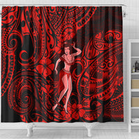 hawaii-hula-girl-shower-curtain-hibiscus-hawaii-tribal-tattoo-red-version