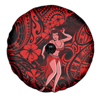 Hawaii Hula Girl Spare Tire Cover Hibiscus Hawaii Tribal Tattoo Red Version - Wonder Print Shop