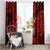 Hawaii Hula Girl Window Curtain Hibiscus Hawaii Tribal Tattoo Red Version - Wonder Print Shop