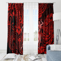 Hawaii Hula Girl Window Curtain Hibiscus Hawaii Tribal Tattoo Red Version - Wonder Print Shop