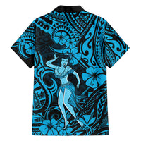 Hawaii Hula Girl Hawaiian Shirt Hibiscus Hawaii Tribal Tattoo Sky Blue Version - Wonder Print Shop