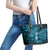 Hawaii Hula Girl Leather Tote Bag Hibiscus Hawaii Tribal Tattoo Sky Blue Version - Wonder Print Shop