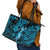 Hawaii Hula Girl Leather Tote Bag Hibiscus Hawaii Tribal Tattoo Sky Blue Version - Wonder Print Shop