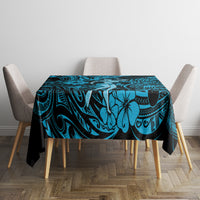 Hawaii Hula Girl Tablecloth Hibiscus Hawaii Tribal Tattoo Sky Blue Version - Wonder Print Shop
