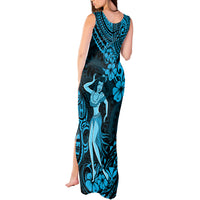 Hawaii Hula Girl Tank Maxi Dress Hibiscus Hawaii Tribal Tattoo Sky Blue Version - Wonder Print Shop