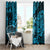 Hawaii Hula Girl Window Curtain Hibiscus Hawaii Tribal Tattoo Sky Blue Version - Wonder Print Shop