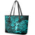 Hawaii Hula Girl Leather Tote Bag Hibiscus Hawaii Tribal Tattoo Turquoise Version - Wonder Print Shop