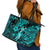 Hawaii Hula Girl Leather Tote Bag Hibiscus Hawaii Tribal Tattoo Turquoise Version - Wonder Print Shop