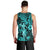 Hawaii Hula Girl Men Tank Top Hibiscus Hawaii Tribal Tattoo Turquoise Version - Wonder Print Shop