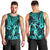 Hawaii Hula Girl Men Tank Top Hibiscus Hawaii Tribal Tattoo Turquoise Version - Wonder Print Shop
