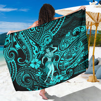 Hawaii Hula Girl Sarong Hibiscus Hawaii Tribal Tattoo Turquoise Version - Wonder Print Shop