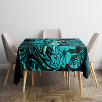 Hawaii Hula Girl Tablecloth Hibiscus Hawaii Tribal Tattoo Turquoise Version - Wonder Print Shop