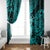 Hawaii Hula Girl Window Curtain Hibiscus Hawaii Tribal Tattoo Turquoise Version - Wonder Print Shop