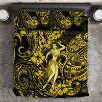 Hawaii Hula Girl Bedding Set Hibiscus Hawaii Tribal Tattoo Yellow Version - Wonder Print Shop