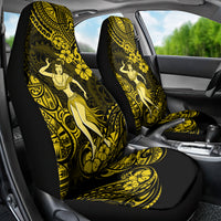Hawaii Hula Girl Car Seat Cover Hibiscus Hawaii Tribal Tattoo Yellow Version - Wonder Print Shop