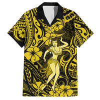 Hawaii Hula Girl Hawaiian Shirt Hibiscus Hawaii Tribal Tattoo Yellow Version - Wonder Print Shop