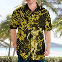 Hawaii Hula Girl Hawaiian Shirt Hibiscus Hawaii Tribal Tattoo Yellow Version - Wonder Print Shop